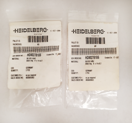 00.520.1495/00.520.1494 Heidelberg shim ring
