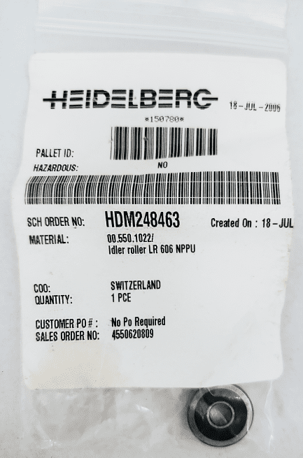 00.550.1022 HEIDELBERG  Idler roller LR 600 NPPU